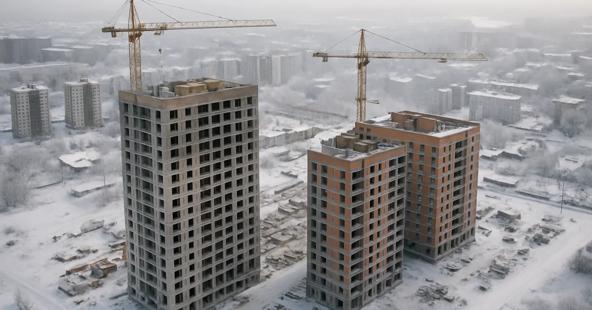 Строительство новостроек в Новосибирской области — новые многоэтажные дома с кранами