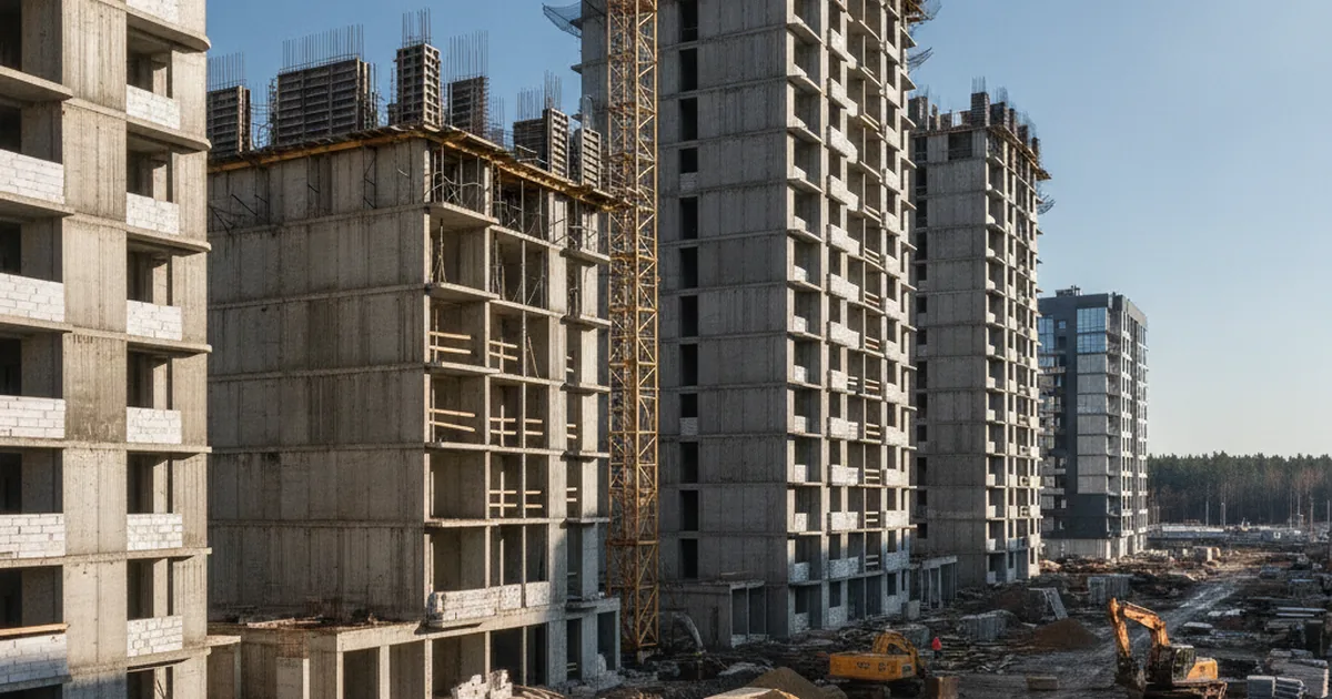 Строительство нового жилого комплекса в Новосибирске, микрорайон Аэропорт